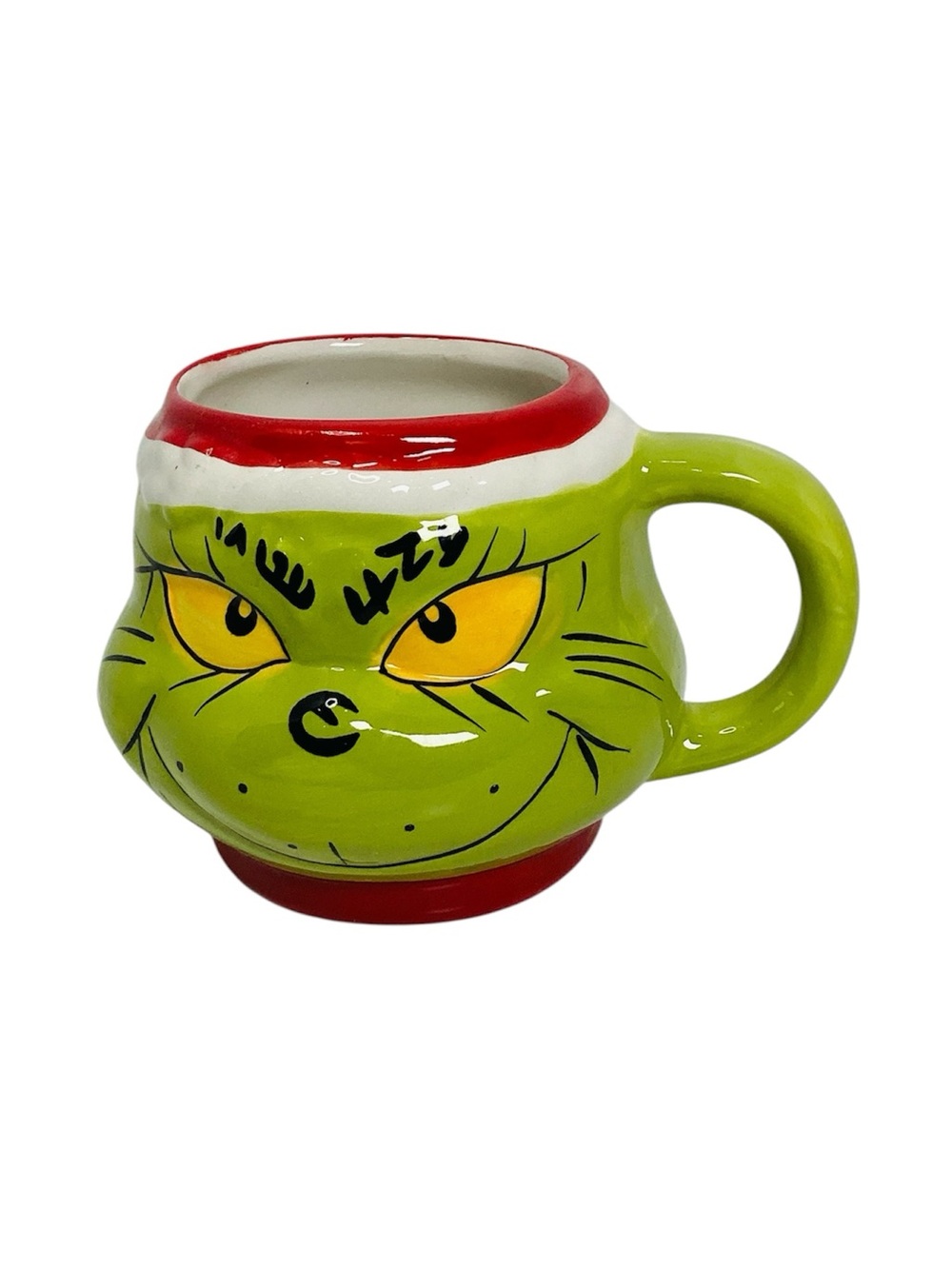 🦋 Grinch Face Ceramic Mug in Green and Red